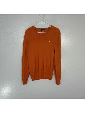 J.Lindeberg Sweater Mens Large Orange Lyman Tour Merino Wool Pullover Golf Knit